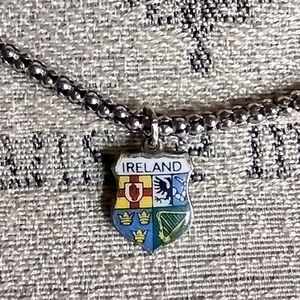 Beautiful Irish Crest Charm on 20" Italian Sterling Silver 3mm Round Snake Chain